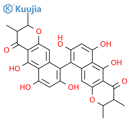 [9,9'-Bi-4H-naphtho[2,3-b]pyran]-4,4'-dione,2,2',3,3'-tetrahydro-5,5',6,6',8,8'-hexahydroxy-2,2',3,3'-tetramethyl-,(2R,2'R,3R,3'R,9S)- structure