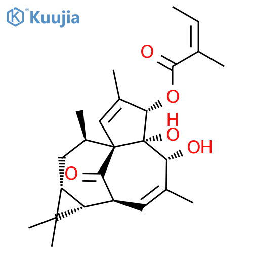 2-Butenoic acid,2-methyl-,(1aR,2S,5R,5aS,6S,8aS,9R,10aR)-1a,2,5,5a,6,9,10,10a-octahydro-5,5a-dihydroxy-1,1,4,7,9-pentamethyl-11-oxo-1H-2,8a-methanocyclopenta[a]cyclopropa[e]cyclodecen-6-ylester, (2Z)- structure