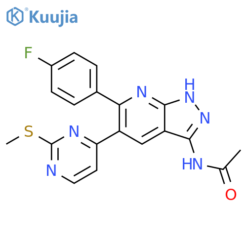 Acetamide,N-[6-(4-fluorophenyl)-5-[2-(methylthio)-4-pyrimidinyl]-1H-pyrazolo[3,4-b]pyridin-3-yl]- structure