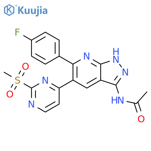 Acetamide,N-[6-(4-fluorophenyl)-5-[2-(methylsulfonyl)-4-pyrimidinyl]-1H-pyrazolo[3,4-b]pyridin-3-yl]- structure