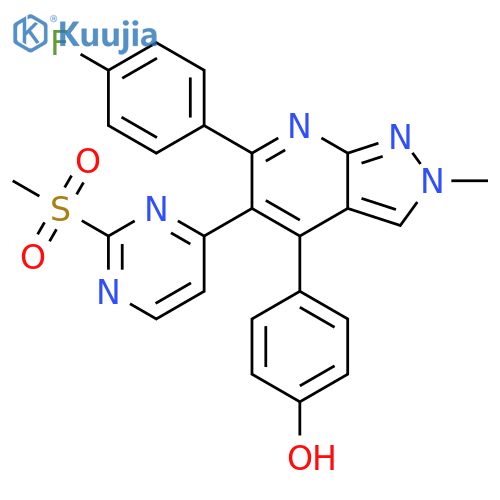 Phenol,4-[6-(4-fluorophenyl)-2-methyl-5-[2-(methylsulfonyl)-4-pyrimidinyl]-2H-pyrazolo[3,4-b]pyridin-4-yl]- structure