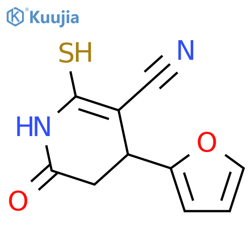 4-(furan-2-yl)-6-oxo-2-sulfanyl-1,4,5,6-tetrahydropyridine-3-carbonitrile structure