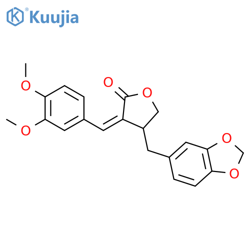 (3E,4R)-4-(benzo[1,3]dioxol-5-ylmethyl)-3-[(3,4-dimethoxyphenyl)methylidene]oxolan-2-one structure