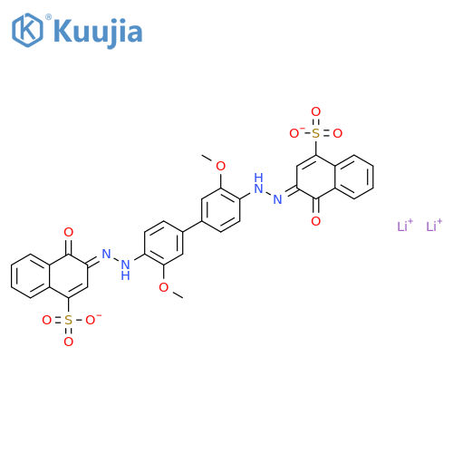 1-Naphthalenesulfonicacid,3,3'-[(3,3'-dimethoxy[1,1'-biphenyl]-4,4'-diyl)bis(2,1-diazenediyl)]bis[4-hydroxy-,lithium salt (1:2) structure