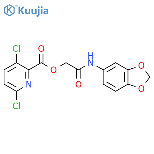 [(1,3-Dioxaindan-5-yl)carbamoyl]methyl 3,6-dichloropyridine-2-carboxylate structure