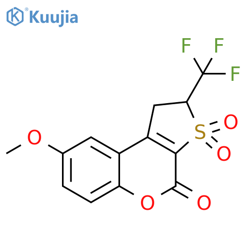 4H-Thieno[2,3-c][1]benzopyran-4-one, 1,2-dihydro-8-methoxy-2-(trifluoromethyl)-, 3,3-dioxide structure