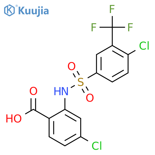 4-chloro-2-4-chloro-3-(trifluoromethyl)benzenesulfonamidobenzoic acid structure