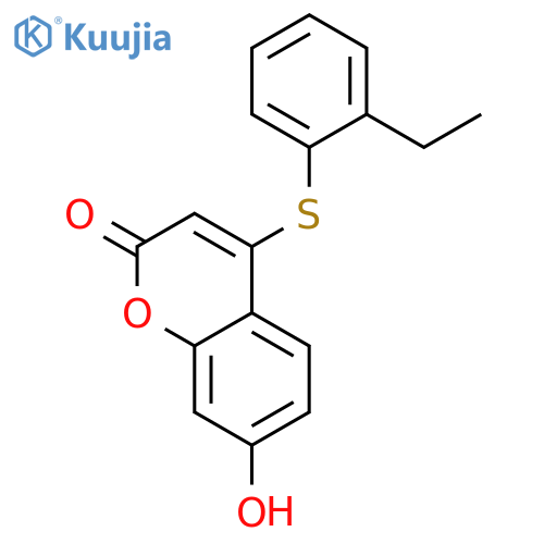 2H-1-BENZOPYRAN-2-ONE, 4-[(2-ETHYLPHENYL)THIO]-7-HYDROXY- structure