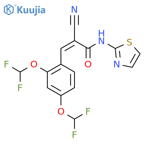 3-[2,4-bis(difluoromethoxy)phenyl]-2-cyano-N-(1,3-thiazol-2-yl)prop-2-enamide structure