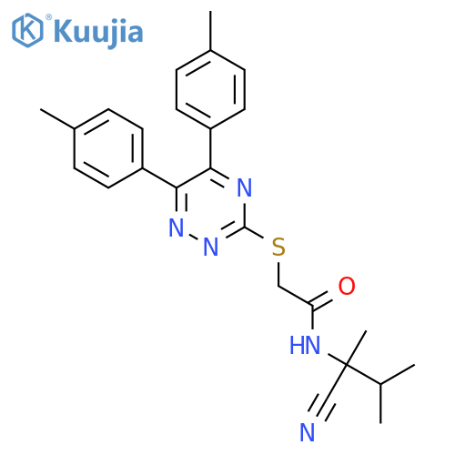 2-{[5,6-bis(4-methylphenyl)-1,2,4-triazin-3-yl]sulfanyl}-N-(1-cyano-1,2-dimethylpropyl)acetamide structure