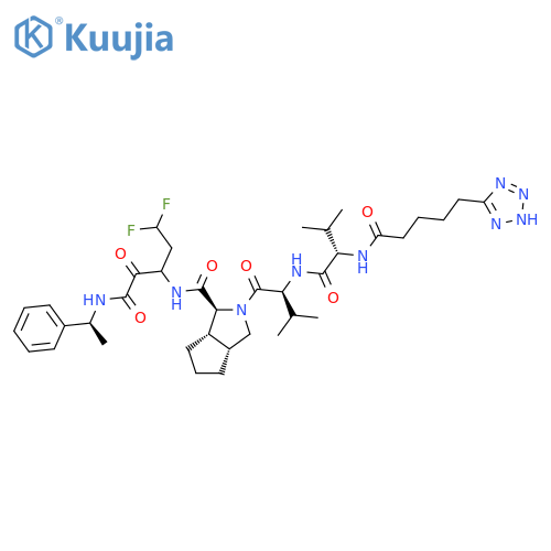 Cyclopenta[c]pyrrole-1-carboxamide,N-[1-(2,2-difluoroethyl)-2,3-dioxo-3-[[(1S)-1-phenylethyl]amino]propyl]octahydro-2-[(2S)-3-methyl-2-[[(2S)-3-methyl-1-oxo-2-[[1-oxo-5-(2H-tetrazol-5-yl)pentyl]amino]butyl]amino]-1-oxobutyl]-,(1S,3aR,6aS)- structure