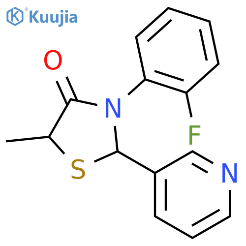 3-(2-fluorophenyl)-5-methyl-2-(pyridin-3-yl)-1,3-thiazolidin-4-one structure