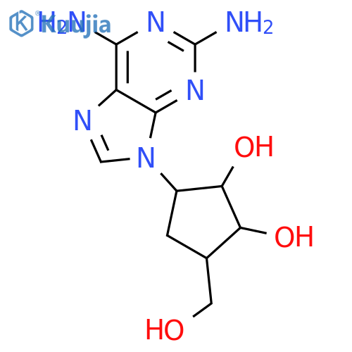 (1R,2R,3R,5R)-3-(2,6-diamino-9H-purin-9-yl)-5-(hydroxymethyl)cyclopentane-1,2-diol structure