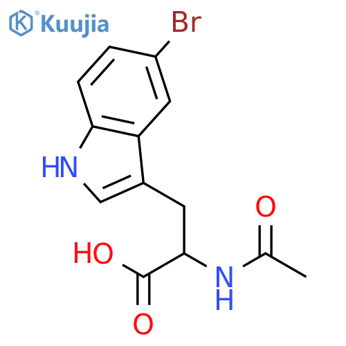 3-(5-bromo-1H-indol-3-yl)-2-acetamidopropanoic acid structure