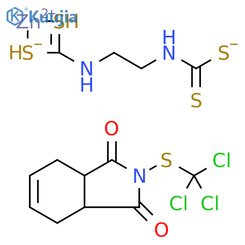 Zinc, [N-[2-[(dithiocarboxy)amino]ethyl]carbamodithioato(2-)-κS,κS']-, mixt. with 3a,4,7,7a-tetrahydro-2-[(trichloromethyl)thio]-1H-isoindole-1,3(2H)-dione structure