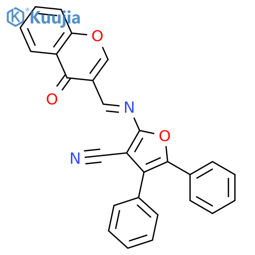 3-Furancarbonitrile,2-[[(4-oxo-4H-1-benzopyran-3-yl)methylene]amino]-4,5-diphenyl- structure