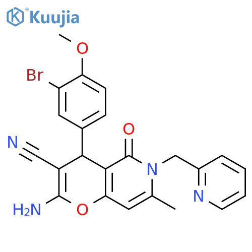 2-amino-4-(3-bromo-4-methoxyphenyl)-7-methyl-5-oxo-6-(pyridin-2-yl)methyl-4H,5H,6H-pyrano3,2-cpyridine-3-carbonitrile structure