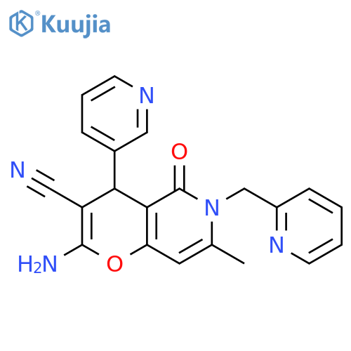2-amino-7-methyl-5-oxo-6-(pyridin-2-yl)methyl-4-(pyridin-3-yl)-4H,5H,6H-pyrano3,2-cpyridine-3-carbonitrile structure
