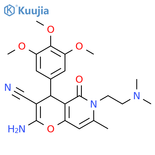 2-amino-6-[2-(dimethylamino)ethyl]-7-methyl-5-oxo-4-(3,4,5-trimethoxyphenyl)-4H,5H,6H-pyrano[3,2-c]pyridine-3-carbonitrile structure