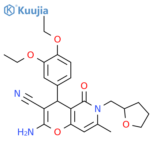 2-amino-4-(3,4-diethoxyphenyl)-7-methyl-5-oxo-6-[(oxolan-2-yl)methyl]-4H,5H,6H-pyrano[3,2-c]pyridine-3-carbonitrile structure