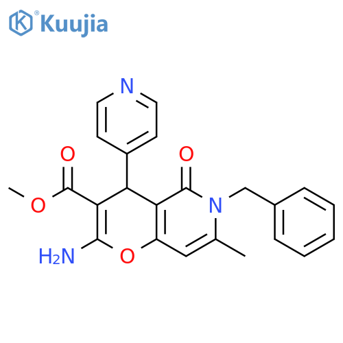 methyl 2-amino-6-benzyl-7-methyl-5-oxo-4-(pyridin-4-yl)-4H,5H,6H-pyrano3,2-cpyridine-3-carboxylate structure