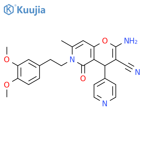 2-amino-6-2-(3,4-dimethoxyphenyl)ethyl-7-methyl-5-oxo-4-(pyridin-4-yl)-4H,5H,6H-pyrano3,2-cpyridine-3-carbonitrile structure