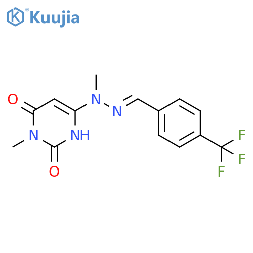 4-(Trifluoromethyl)benzaldehyde 2-methyl-2-(1,2,3,6-tetrahydro-1-methyl-2,6-dioxo-4-pyrimidinyl)hydrazone structure