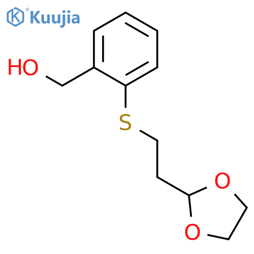 Benzenemethanol, 2-[[2-(1,3-dioxolan-2-yl)ethyl]thio]- structure