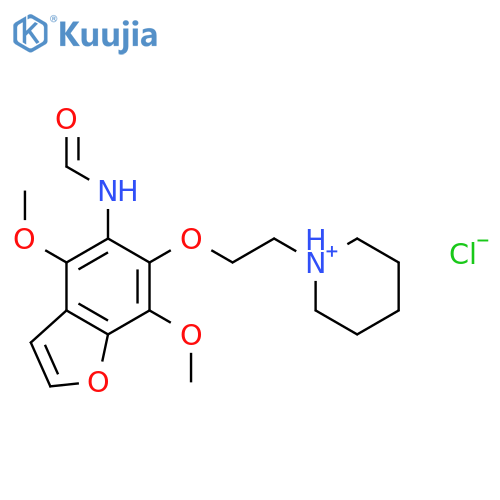 1-(2-{[5-(formylamino)-4,7-dimethoxy-1-benzofuran-6-yl]oxy}ethyl)piperidinium chloride structure
