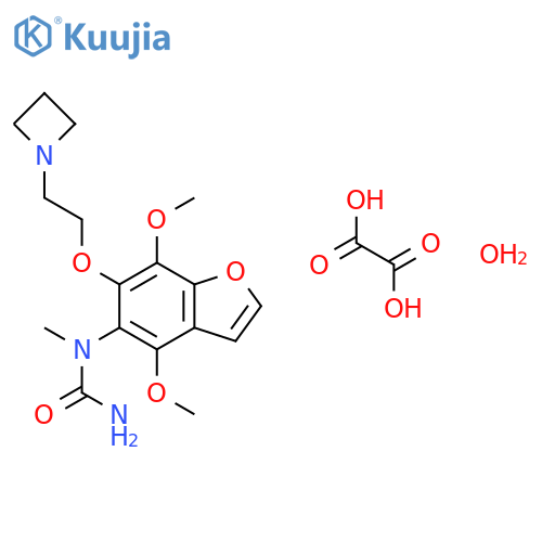 N-(4,7-Dimethoxy-6-(2-(1-azetidinyl)ethoxy)-5-benzofuranyl)-N-methylurea oxalate hydrate structure