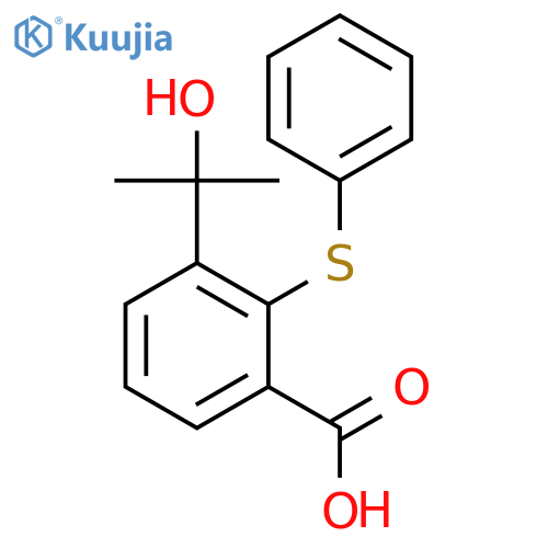 3-(2-hydroxypropan-2-yl)-2-(phenylsulfanyl)benzoic acid structure