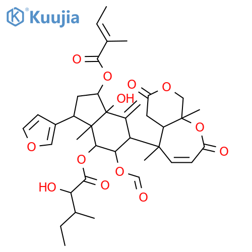 (1S,3R,3aR,4R,5R,6R,7aS)-6-[(5R,5aR,9aS)-5,9a-dimethyl-2,7-dioxo-5,5a,6,7,9,9a-hexahydro-2H-pyrano[3,4-b]oxepin-5-yl]-5-(formyloxy)-3-furan-3-yl-7a-hydroxy-3a-methyl-1-{[(2E)-2-methylbut-2-enoyl]oxy}-7-methylideneoctahydro-1H-inden-4-yl (2R,3S)-2-hydroxy- structure