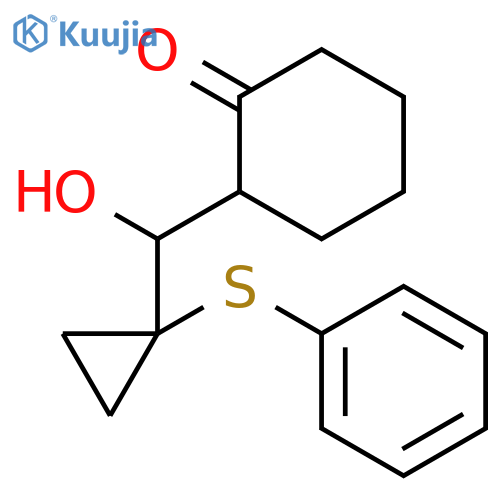 CYCLOHEXANONE, 2-[HYDROXY[1-(PHENYLTHIO)CYCLOPROPYL]METHYL]- structure