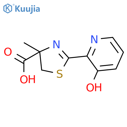 4-Thiazolecarboxylicacid, 4,5-dihydro-2-(3-hydroxy-2-pyridinyl)-4-methyl-, (4S)- structure