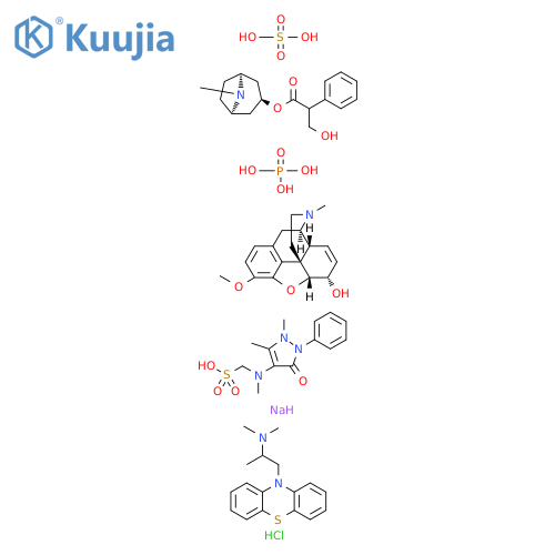 Morphinan-6-ol, 7,8-didehydro-4,5-epoxy-3-methoxy-17-methyl-, (5α,6α)-, phosphate (1:1) (salt), mixt. with (3-endo)-8-methyl-8-azabicyclo[3.2.1]oct-3-yl α-(hydroxymethyl)benzeneacetate sulfate (2:1) (salt), sodium [(2,3-dihydro-1,5-dimethyl-3-oxo-2-phenyl-1H-pyrazol-4-yl)methylamino]methanesulfonate... structure