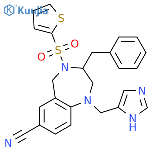 1-((1H-Imidazol-5-yl)methyl)-3-benzyl-4-(thiophen-2-ylsulfonyl)-2,3,4,5-tetrahydro-1H-benzo[e][1,4]diazepine-7-carbonitrile structure