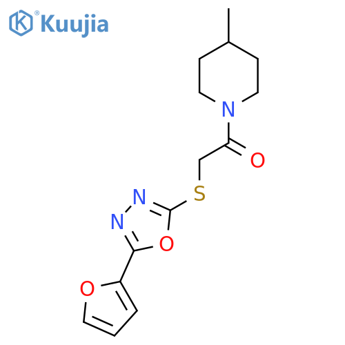 2-{5-(furan-2-yl)-1,3,4-oxadiazol-2-ylsulfanyl}-1-(4-methylpiperidin-1-yl)ethan-1-one structure
