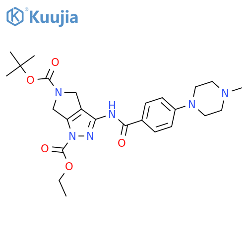 Pyrrolo[3,4-c]pyrazole-1,5-dicarboxylicacid, 4,6-dihydro-3-[[4-(4-methyl-1-piperazinyl)benzoyl]amino]-,5-(1,1-dimethylethyl) 1-ethyl ester structure