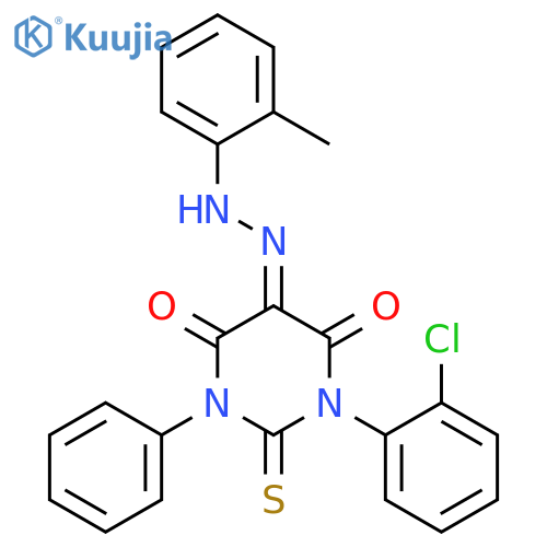 4,6(1H,5H)-Pyrimidinedione,1-(2-chlorophenyl)dihydro-5-[2-(2-methylphenyl)diazenyl]-3-phenyl-2-thioxo- structure