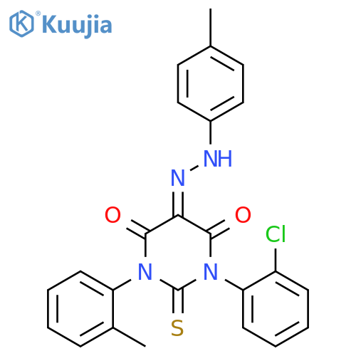 4,6(1H,5H)-Pyrimidinedione,1-(2-chlorophenyl)dihydro-3-(2-methylphenyl)-5-[2-(4-methylphenyl)diazenyl]-2-thioxo- structure