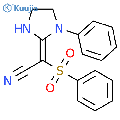 Acetonitrile, (1-phenyl-2-imidazolidinylidene)(phenylsulfonyl)- structure
