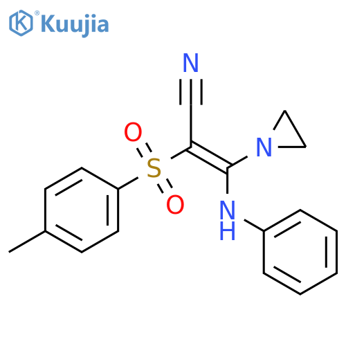 2-Propenenitrile,3-(1-aziridinyl)-2-[(4-methylphenyl)sulfonyl]-3-(phenylamino)- structure
