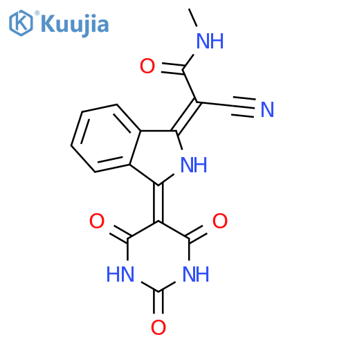 2-Cyano-2-2,3-dihydro-3-(tetrahydro-2,4,6-trioxo-5(2H)-pyrimidinylidene)-1H-isoindol-1-ylidene-N-methylacetamide structure