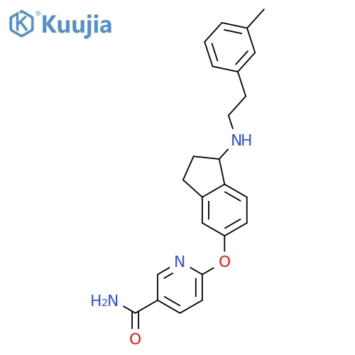 3-Pyridinecarboxamide,6-[[2,3-dihydro-1-[[2-(3-methylphenyl)ethyl]amino]-1H-inden-5-yl]oxy]- structure