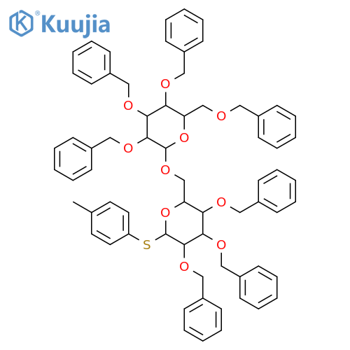 β-D-Glucopyranoside, 4-methylphenyl 2,3,4-tris-O-(phenylmethyl)-6-O-[2,3,4,6-tetrakis-O-(phenylmethyl)-β-D-glucopyranosyl]-1-thio- structure
