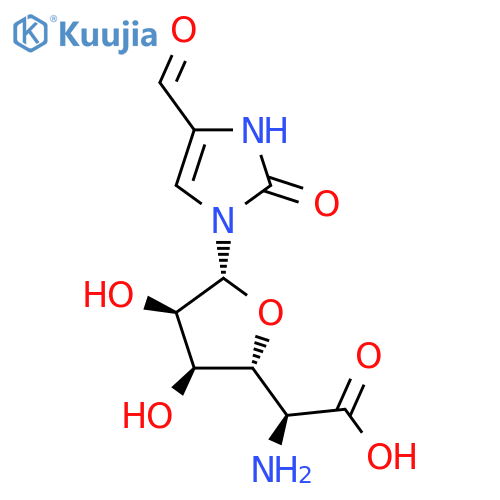 (2S)-2-Amino-2-[(2R,3S,4R,5R)-5-(5-formyl-2-oxo-1H-imidazol-3-yl)-3,4-dihydroxyoxolan-2-yl]acetic acid structure