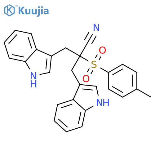 1H-Indole-3-propanenitrile,a-(1H-indol-3-ylmethyl)-a-[(4-methylphenyl)sulfonyl]- structure