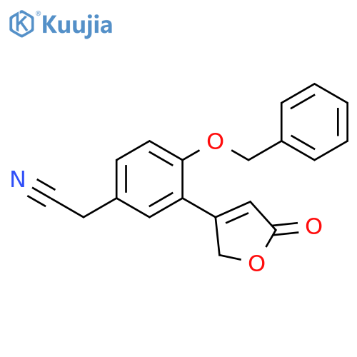 Benzeneacetonitrile, 3-(2,5-dihydro-5-oxo-3-furanyl)-4-(phenylmethoxy)- structure