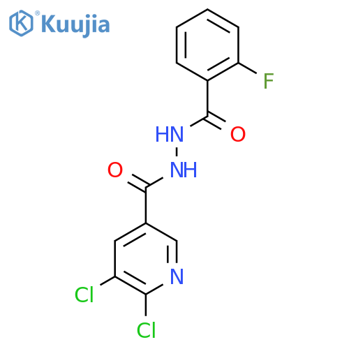 5,6-dichloro-N'-(2-fluorobenzoyl)pyridine-3-carbohydrazide structure