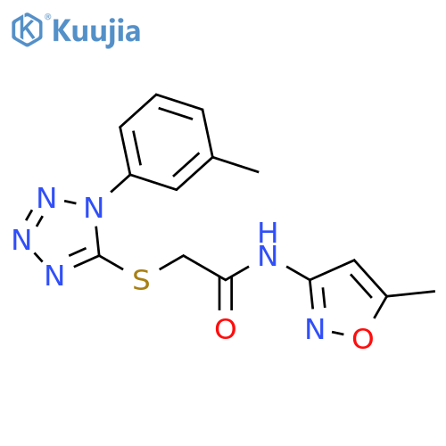 N-(5-methyl-1,2-oxazol-3-yl)-2-{[1-(3-methylphenyl)-1H-1,2,3,4-tetrazol-5-yl]sulfanyl}acetamide structure